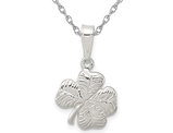 Four Leaf Clover Charm Pendant Necklace in Sterling Silver with Chain
